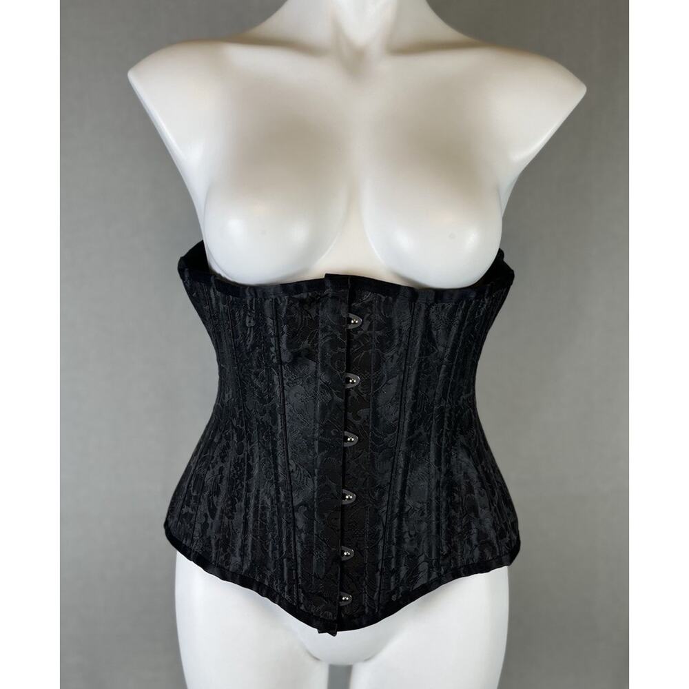 Corset Story Womens Size XS 22 Black Floral Jacquard Boned Underbust Gothic EUC